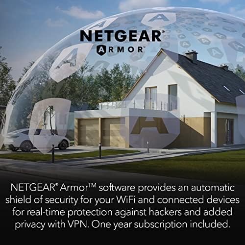 NETGEAR Orbi Tri-Band WiFi 6 Mesh Network System (RBK863S) – Router + 2 Satellite Extenders, Security Features, Up to 6Gbps, Up to 8,000 sq.ft., 100 Devices, 10 Gig Internet Port, Armor Subscription