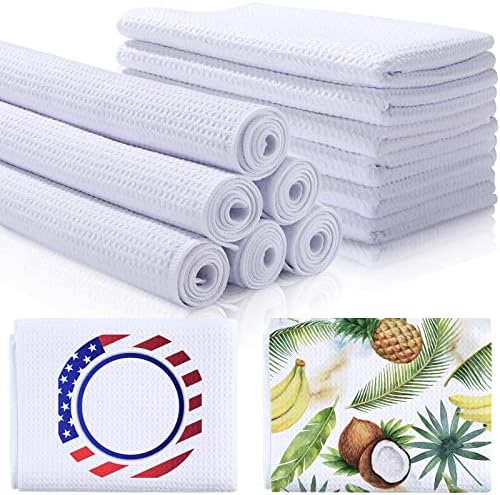 Breling Sublimation Kitchen Towel Blanks 16 x 24Inch, Microfiber Waffle Weave Sublimation Tea Towels Fast Drying Absorbent for Home Kitchen Gifts(6 Pieces)