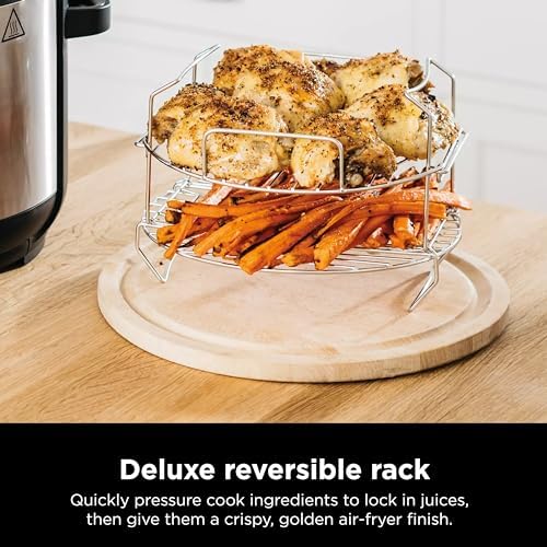 Ninja FD401 LP3 Foodi 12-in-1 Deluxe XL 8 qt. Pressure Cooker & Air Fryer that Steams, Slow Cooks, Sears, Sautés, Dehydrates & More, with 5 qt. Crisper Basket, Reversible Rack & Recipe Book, Silver