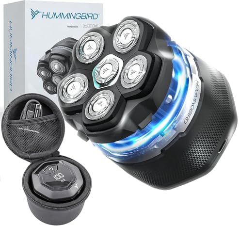 HUMMINGBIRD™ Head Shavers for Bald Men - MK3 Mens Head Shaver, Detachable Head, Wet/Dry Electric Razor, Rotary Bald Head Shavers for Men, Waterproof, Cordless USB-C Rechargeable Skull Shaver with case
