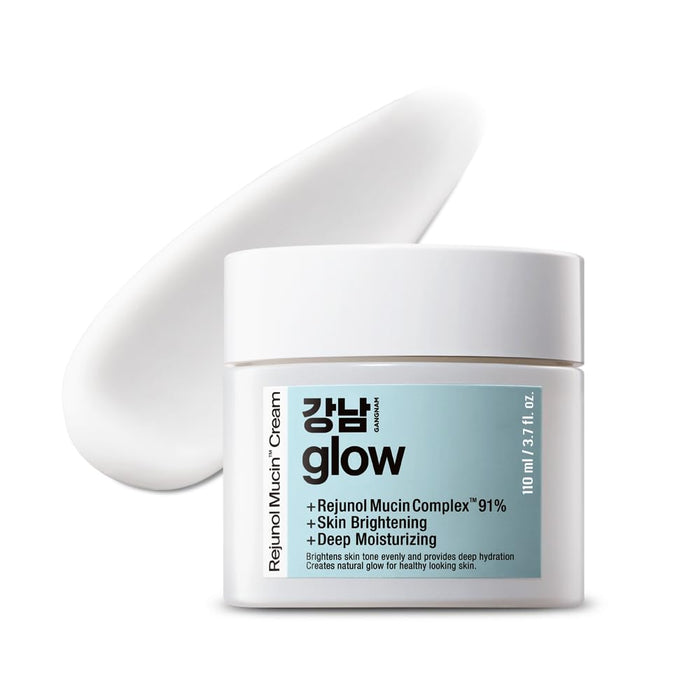 GANGNAM GLOW Rejunol Mucin PDRN Facial Cream 3.7 floz - 91.5% Snail Mucin Moisturizer with Hyaluronic Acid & Panthenol I Korean Skincare I Face Moisturizer for Women | Salmon DNA