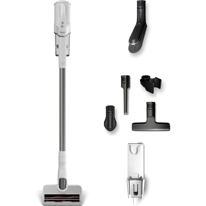 Miele Duoflex Extra Vacuum Cleaner, Cordless and Bagless Multi-Use, Multi-Floor Flexible Stick Vacuum with 2 Attachable Brushes, in Brilliant White / Space Grey