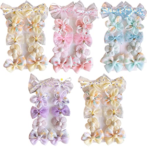40 Pcs Baby Girls Hair Clips Bows,Flower Barrettes for Girls,Fully Lined Non Slip Barrettes for Fine Hair Accessories for Infant Toddler Kids(Random Color)