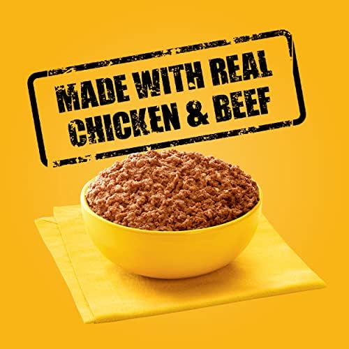PEDIGREE CHOPPED GROUND DINNER Adult Canned Soft Wet Dog Food Combo with Chicken, Liver & Beef, 13.2 oz. Cans (Pack of 12)