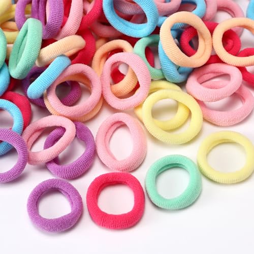 500 Pcs Baby Hair Ties for Toddler Girls, XYXCZS Elastic Hair Bands Cute Candy Color Cotton Small Seamless Hair Accessories Ponytail Holders for Kids Teens Women