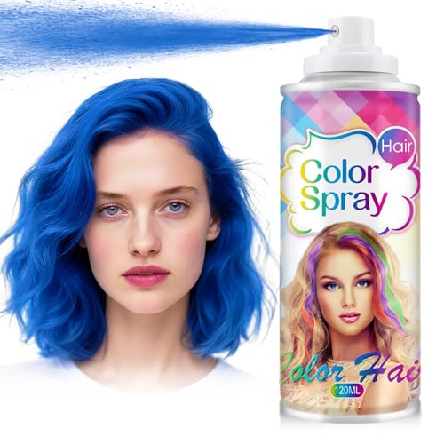 Blue Hair Spray, Temporary Hair Color Spray for Women and Kids, One-Time Use Color Hair Spray for Crazy Hair Day, Temporary Hair Color Wax, Blue Hair Dye for Christmas Halloween Cosplay Party