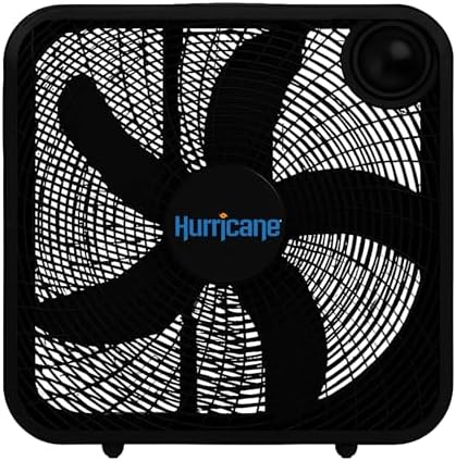 Hurricane Classic Floor Mount Box Fan w/ 3 Quiet Speeds, Black, 20" - Corded Portable Electric Air Cooling Unit w/Powerful 2400 CFM Airflow for Home, Garage, Office, Bedroom & Basement