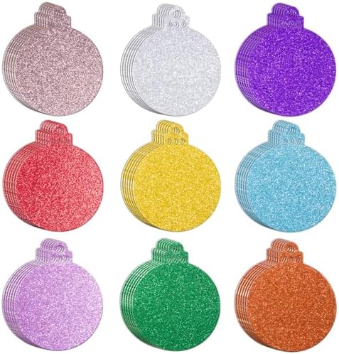 MixTeach 180 Pcs Christmas Glitter Cutouts Paper Christmas Ball Shapes Cutouts Colorful Xmas Hanging Ornaments Round Ball Die Cuts for Winter Party Bulletin Board Decor Classroom School Craft Supplies