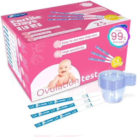 Ovulation Tests, Bulk Ovulation Test Strips for Women, HEAL-CHECK Ovulation Predictor Kit, Accurate Fertility Tests for Home, Individually Wrapped 5mm LH Strips with Cups, FSA HSA Eligible, 25 Count