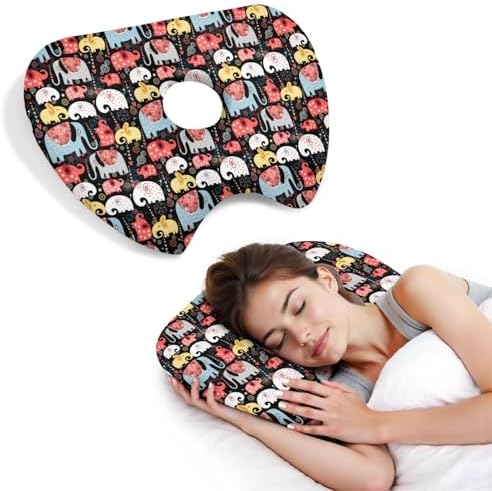 Ear Piercing Pillow with Ear Hole for Side Sleeper Relief Ear Pain,Cotton and Polyester Ear Pillows,Washable Ear Guard Pillow