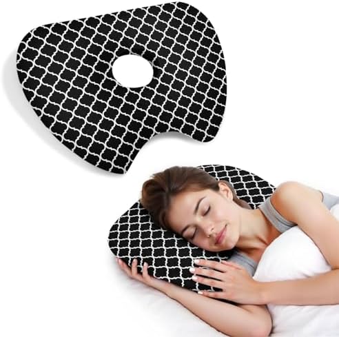 Ear Piercing Pillow for Side Sleepers Pillows with Holes for Ear Pain,Donut Pillow for Ear Side Sleeping Pillow for Adults CNH Ear Pain Relief Pressure Sores Ear Pillow with Hole in Center