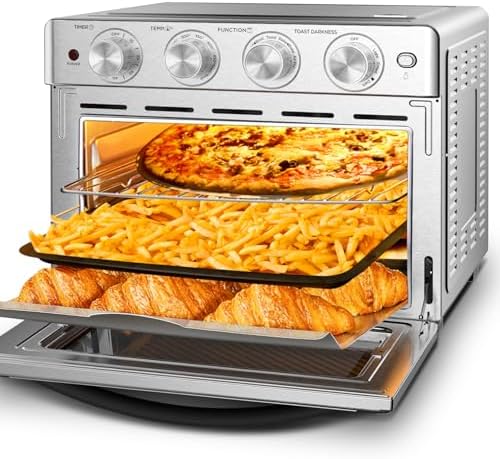 Geek Chef Air Fryer Oven 26 QT, Big Air Fryer, Toast Oven with Bake, Roast, Pizza, Easy to Use & Clean, 6 Slice Toast, Stainless Steel