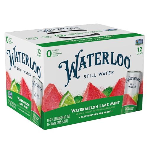 Waterloo Still Water, Watermelon Lime Mint | Naturally Flavored Purified Water | 12 Fl Oz Cans (Pack of 12) | Zero Calories | Zero Sugar or Artificial Sweeteners | Zero Sodium