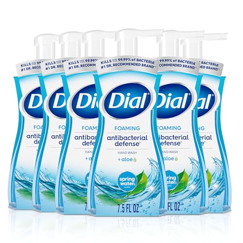 Dial Antibacterial Foaming Hand Wash, Spring Water, 7.5 fl oz (Pack of 6)