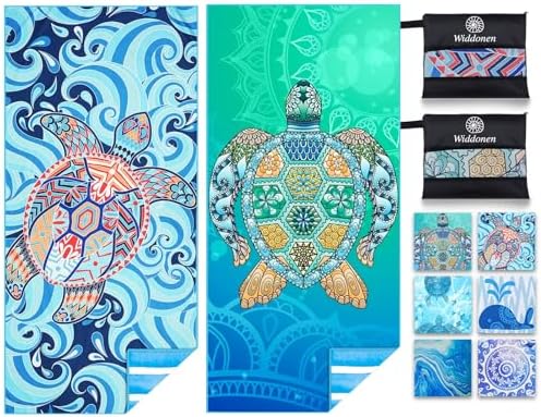 2 Pack Microfiber Lightweight Beach Towel Sand Free Quick Dry Absorbent Thin Compact Towels for Swimming Pool Camping Beach Accessories Large Easy Pack Travel Things for Vacation Essentials Gift