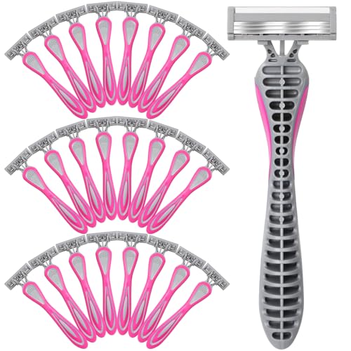 25 Pcs Sensitive Women's Disposable Razors Bulk 3 Blade Disposable Head Razor Delivers Close Shave with Comfort for Hotel Spa Travel Saunas Donations Collective Daily Use
