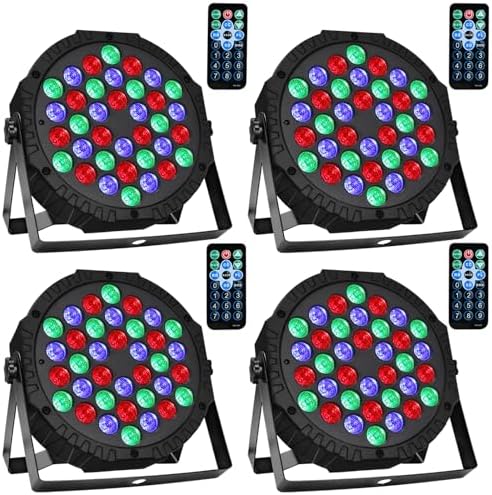36 LED Stage Lights, Par Light with Remote & DMX Controlled Sound Activated Uplights for Events Wedding Birthday Christmas Music Show Dance Party DJ Lighting, 4 Pack