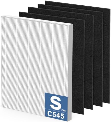C545 H13 True HEPA Replacement Filter S Compatible with Winix C545 Air Purifier, Replaces Part 1712-0096-00 and 2522-0058-00, 1 True HEPA Filter + 4 Activated Carbon Filters, 1 Pack