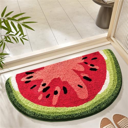 Ankah Fruit Bath Mats Cute Bathroom Rugs, Particularly Absorbent, Very Soft, and Dry Fast That fits in The Kid's Room, Bathroom or Other Room, 17.7" x 31.5", Watermelon