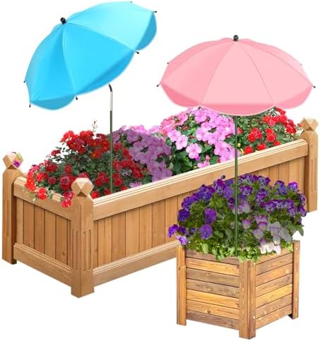 2 Pack Upgraded Plant Umbrellas for Outdoor Plants, 26" Larger Garden Plant Umbrella Shade with Adjustable Angle, 43.4" Higher Sun Shade for Plants, Potted Plant, Garden Beds (Pink & Blue)