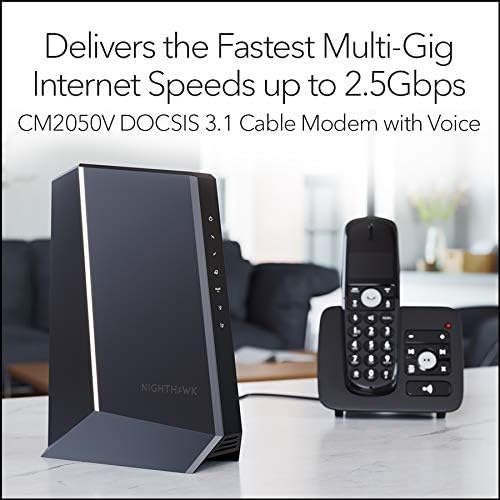 Netgear CM2050V-100NAR Nighthawk Multi-Gig 2.5Gbps Cable Modem for Xfinity Voice (Renewed)
