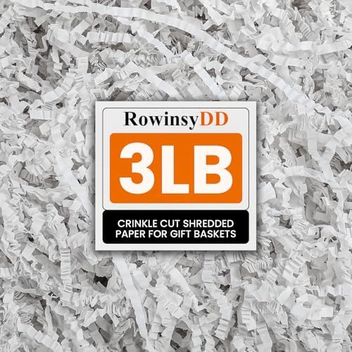 RowinsyDD 3LB White Crinkle Paper Filler, Cut Shredded Paper for Gift Baskets Packaging Wrapping Cushion Stuffing Box Confetti Filler for Easter Christmas Wedding Birthday Bridesmaid