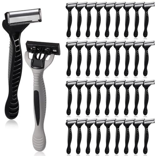 24 Pcs Men's Disposable Razors Bulk 5-blade Blade Razors for Men Set Sensitive Skin Razor Disposable Head Razor for a Smooth and Comfortable Shave