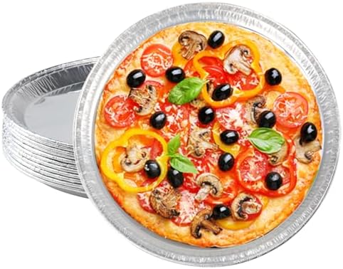 Pack of 12 Disposable Round Foil Pizza Pans 12 Inch Round Aluminum Foil Pans Large Serving Trays for Pizzas, Giant Size Chocolate Chip Cookie Cake Tin (12)