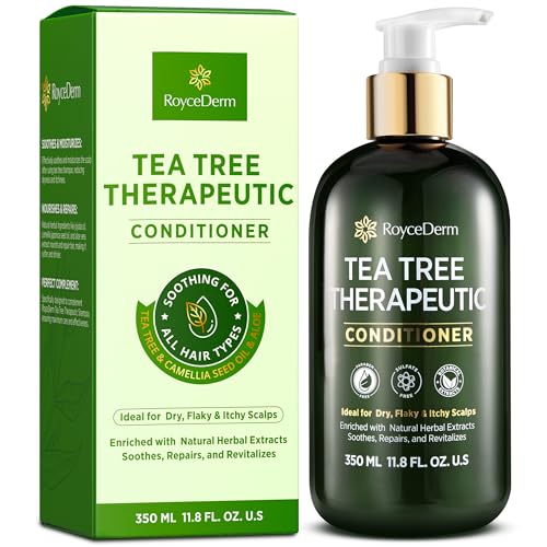 RoyceDerm Tea Tree Therapeutic Conditioner: Hydrating Conditioner for Itchy, Flaky Scalp - Soothing Botanical Formula with Tea Tree, Aloe, Camellia Seed Oil, Paraben & Sulfate Free