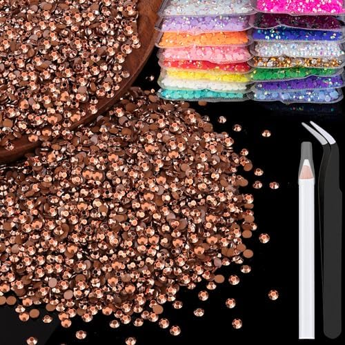 5000pcs 2mm Resin Rhinestones Bulk, Champagne Flatback Round Jelly Rhinestones Non Hotfix Crystal Gems Large Quantity Wholesale for DIY Crafts Clothes Face Makeup Manicure