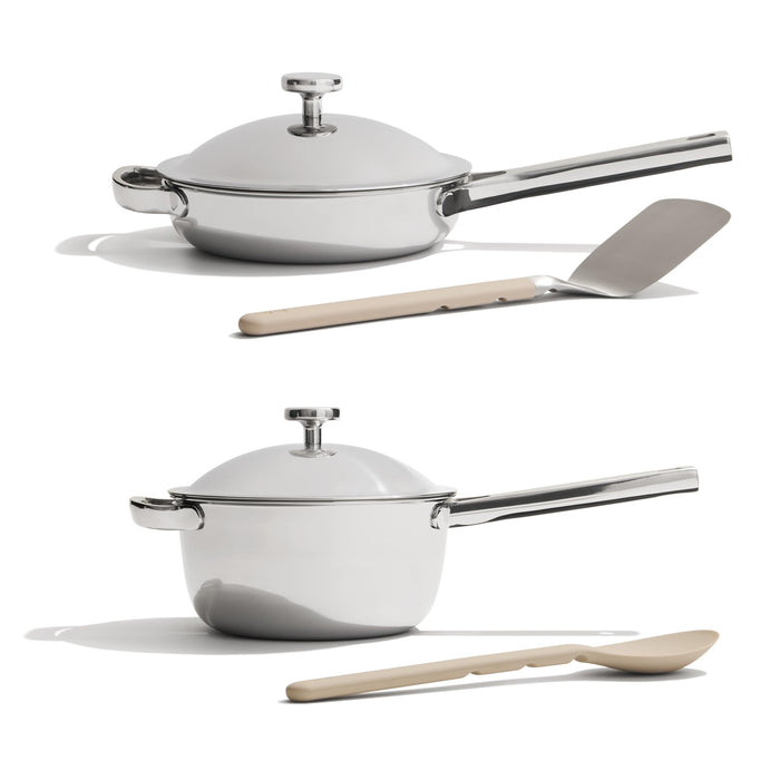 Our Place Titanium Pro Mini Cookware Duo – Always Pan & Perfect Pot with Nonstick No-Coating Technology | Tri-Ply Titanium & Stainless Steel | Safe for Oven, Induction & Cooktops up to 1000°F | Chrome