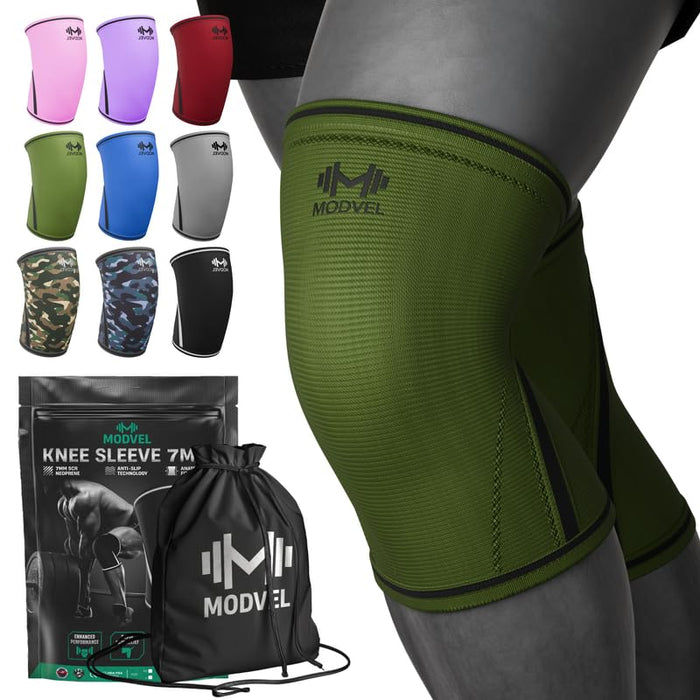 Modvel Strength 7mm Knee Sleeves (Pair) for Weightlifting & Powerlifting (USPA, IPL Approved) | High-Performance Knee Compression Support For Squats, Weight Lifting - Men and Women