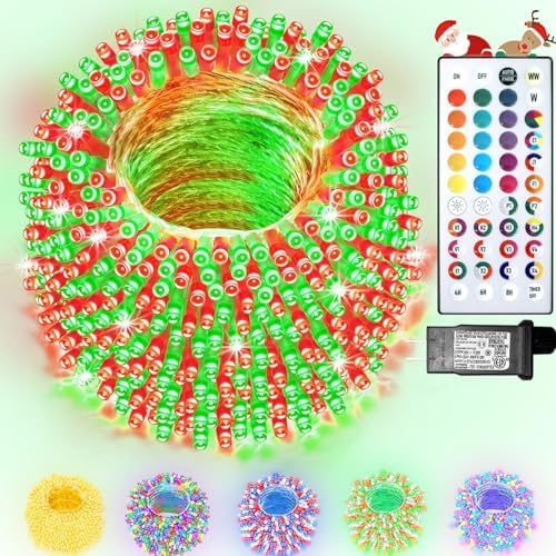 164FT 500LED Christmas Lights Color Changing, 35 Colors String Lights with Remote Timer, Waterproof Twinkle Fairy Light Clear Wire for Bedroom Indoor Outdoor Holiday Wedding Party Xmas Tree