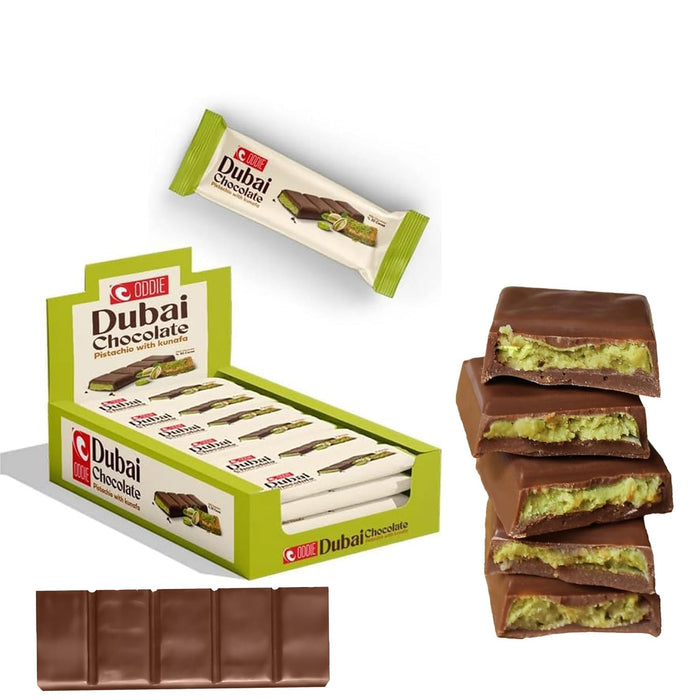 Mini Dubai Chocolate (Pack of 24) - Kunafa Pistachio Bars, 27g Each, 1.43 lbs Total – Perfect for Gifting, Fresh Daily Production, 24 Pieces with Shredded Phyllo Dough