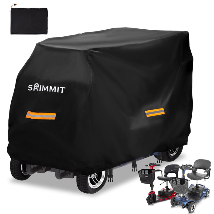 Upgraded Mobility Scooter Storage Cover,SRIMMIT Heavy Duty 420D Oxford Fabric Electric Scooter Cover, Waterproof,Anti-UV,Durable with Waterproof Strip,Reflective Strips,3 Buckles (XL 57" x 27" x 39")