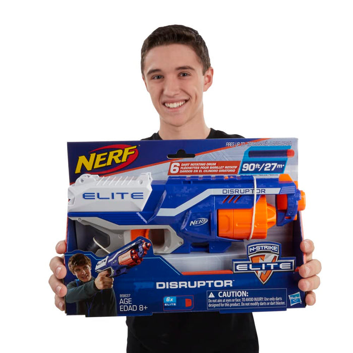 Retros Market Disruptor Elite Blaster - 6-Dart Rotating Drum, Slam Fire, Includes 6 Official Nerf Elite Darts - for Kids, Teens, Adults (Amazon Exclusive)