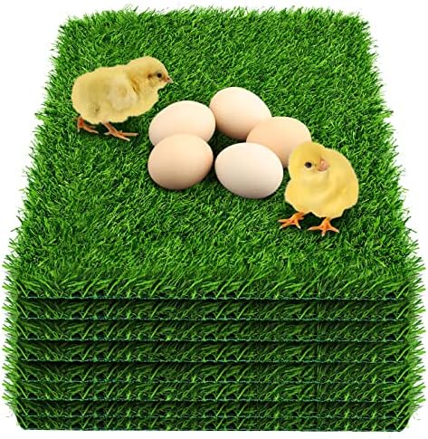 8 Pack Chicken Nesting Box Pads - Washable Artificial Grass Nesting Pads - Chicken Nesting Pads for Chicken Coop and Pet Garden Lawn Indoor Outdoor 12"×12"×1"