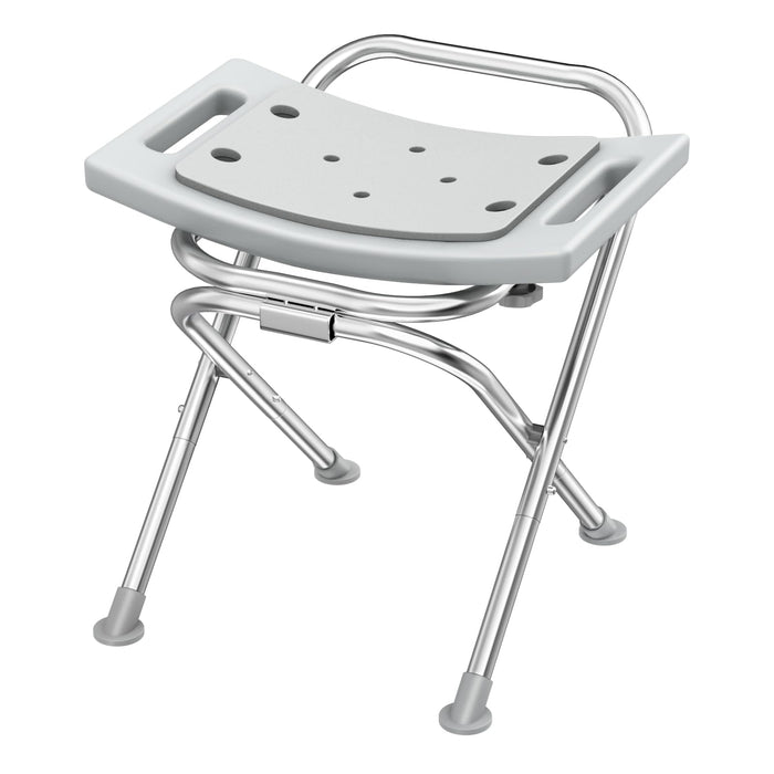 UGarden Folding Shower Chair Seat, 17.5" Stainless Steel Small Shower Chair for Inside Shower with Pad, 400lbs Portable Travel Shower Stool, Safety Anti-Slip Bath Chair for Seniors, Disabled, Gray