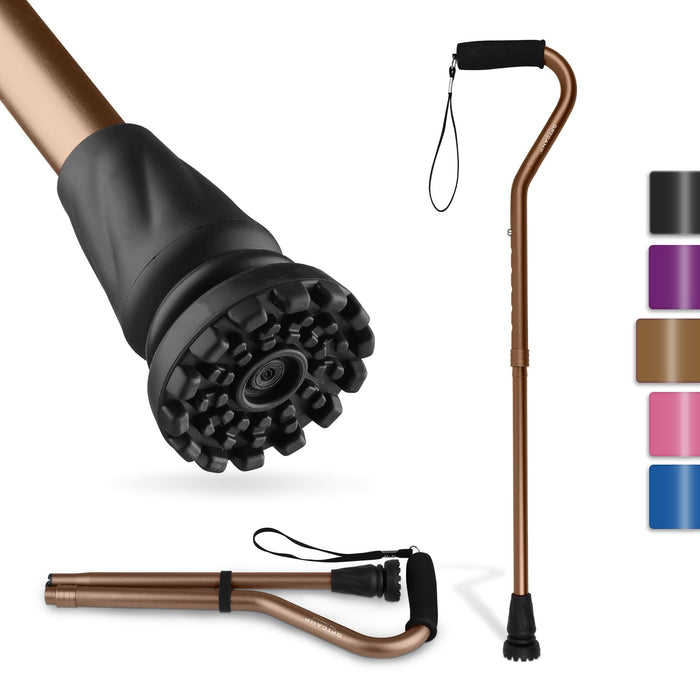 GPTCAMP Walking Cane and Walking Stick for Men Women,Lightweight Folding Canes with Offset Soft CushionedHandle,Adjustable&Collapsible,Mobility & Leg Surgery Recovery(Brown)