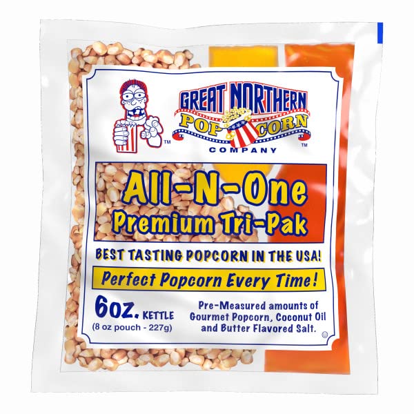 6 oz Popcorn Packs – Pre-Measured, Movie Theater Style, All-in-One Kernel, Salt, Oil Packets for Popcorn Machines by Great Northern Popcorn (40 Case)