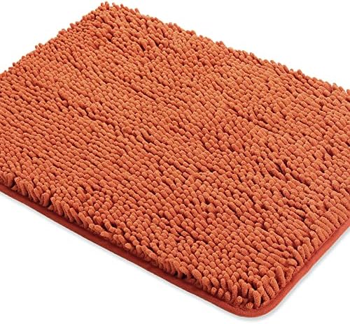 Yeaban Burnt Orange Bathroom Rugs – Thick Chenille Bath Mats | Absorbent and Washable Bath Rug Non-Slip, Plush and Soft Rugs for Bathroom, Kitchen, Shower, Sink - 17" x 24"