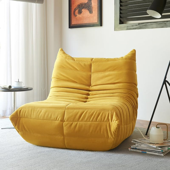 Bean Bag Chair - Corner Sofa, Fireside Chair Bean Bag Sofa Large Bean Bag Chair for Adults,Fireside Floor Couch for Living Room, Bedroom, Gaming & Office (Yellow, Single)