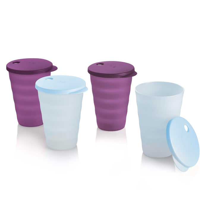 Tupperware Impressions Tumbler Set, 4 Count, Dishwasher Safe and BPA Free (4 Tumblers, 4 Lids, 17 fl oz each)
