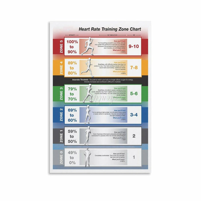 Learn About Heart Rate Zone Posters Cardio Heart Rate Training Posters (3) Canvas for Bedroom Living Room Decor 24x36inch(60x90cm) Unframe-style