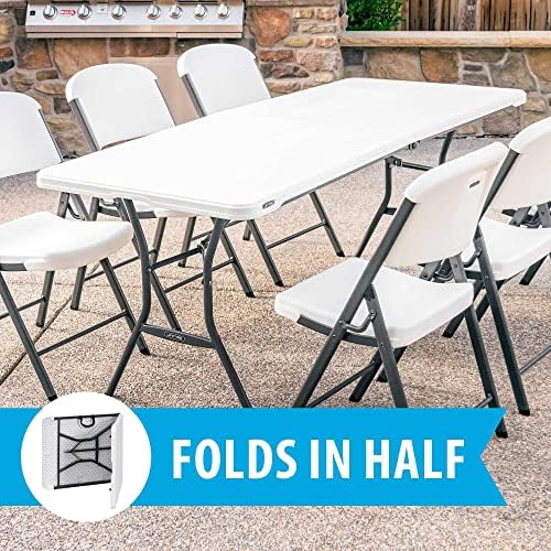 Lifetime 6-Foot Fold in Half Table, Light Commercial, White Granite