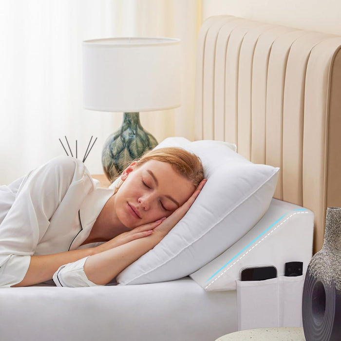 Bedluxe King Wedge Pillow Headboard (76"x10"x6"), Bed Wedge Pillow for Headboard, Foam Headboard Pillow, Bed Gap Filler King - Fill The Gap (0-7"), Mattress Gap Filler (White)