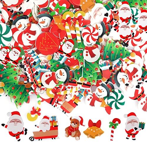 300pcs Edible Christmas Cake Toppers, Edible Wafer Paper Christmas Cupcake Decorations Edible Christmas Cookie Decorations for Xmas Festival birthday Party Food Decor