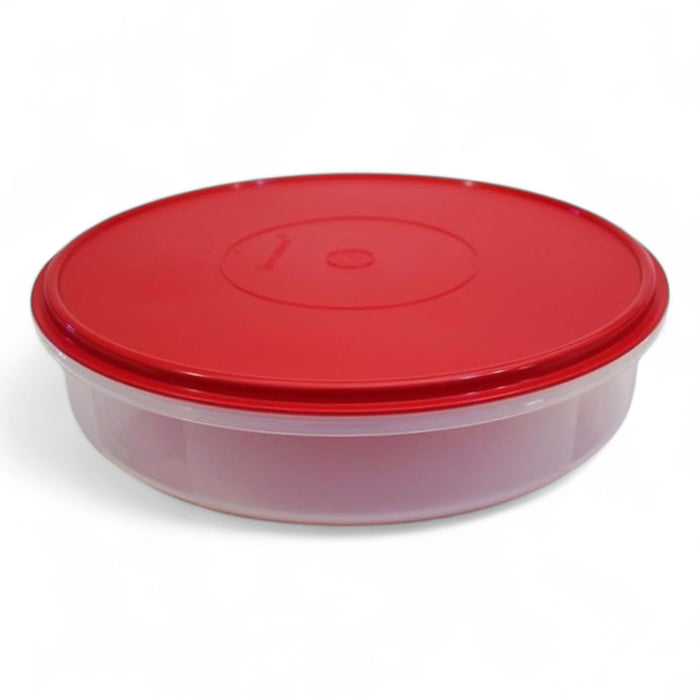 Tupperware Large 12" Round Pie Taker Container, Holiday Red Seal