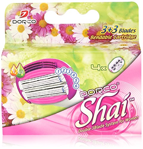 Dorco Shai 6 Blade Razor Cartridges Only - 4 Cartridges, Premium Precision Blades for a Smooth Shave, Compatible with Shai Razors, Ideal for Daily Grooming and Travel