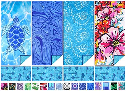 4 Pack Microfiber Thin Beach Towel Lightweight 71x32 Oversized Extra Large Sand Free Towels Quick Dry for Travel Pool Yoga Gym Sports Beach Accessories Vacation Essential Gift